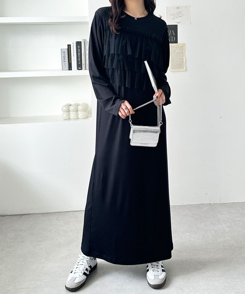 GeeRA(ジーラ)の「チュールドッキングリブワンピース(ワンピース・レディース・ブラック/チャコール・LARGE/MEDIUM)」の12枚目の写真