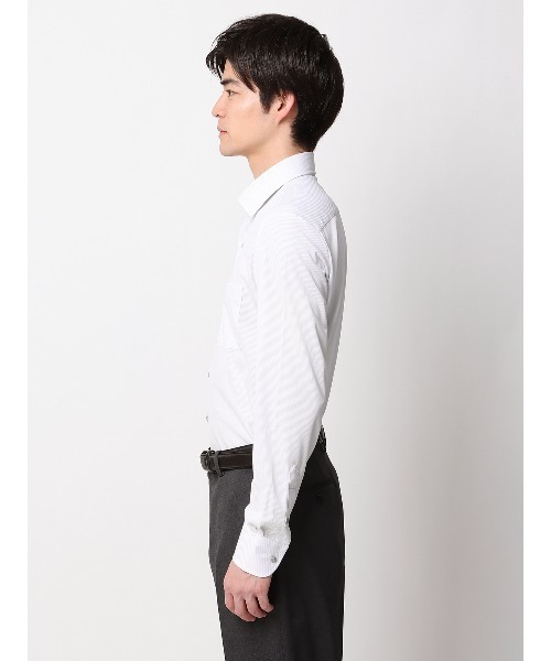 SASSAFRAS ベースボールシャツ 長袖シャツ ホワイト ストライプUSED WAIPER.inc BASEBALL SHIRT ベースボールシャツ（MILITARY SHOP