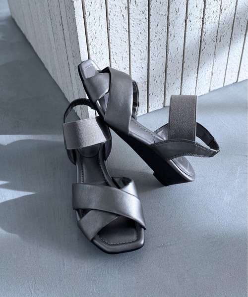 enchanted（エンチャンテッド）の「クロスワンストゴムウエッジサンダル（サンダル・レディース・ブラック/ブルーグレー/シルバー/シルバーグレー・S/M/L/LL）」の9枚目の写真