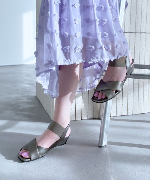 enchanted（エンチャンテッド）の「クロスワンストゴムウエッジサンダル（サンダル・レディース・ブラック/ブルーグレー/シルバー/シルバーグレー・S/M/L/LL）」の7枚目の写真