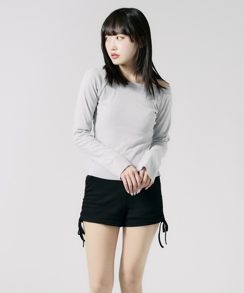 Chick(チック)の「Soft Tach Offshoulder Knit Sewn / ソフトタッチ オフショル ニットソー 夏物 夏服(Tシャツ/カットソー・レディース・グレー/ブラック・FREE)」の10枚目の写真