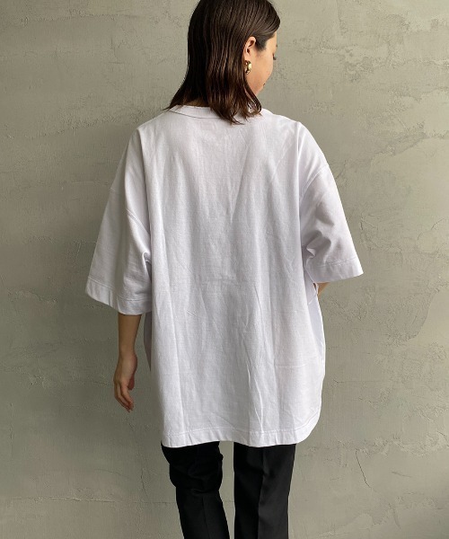 Healthknit（ヘルスニット）の「[HEALTHKNIT/ヘルスニット] 別注 ビッグシルエット ヘンリーネックTシャツ（Tシャツ/カットソー・レディース・ブラック/ホワイト/オートミール・S/M/L/XL/XXL）」の18枚目の写真