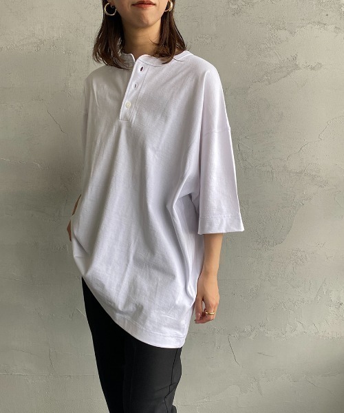 Healthknit（ヘルスニット）の「[HEALTHKNIT/ヘルスニット] 別注 ビッグシルエット ヘンリーネックTシャツ（Tシャツ/カットソー・レディース・ブラック/ホワイト/オートミール・S/M/L/XL/XXL）」の16枚目の写真