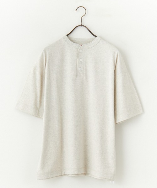 tシャツ 「HEALTHKNIT/ヘルスニット」 別注 ビッグシルエット ヘンリーネックTシャツ レディース メンズ HEALTHKNIT/ヘルスニット] 別注 ビッグシルエット ヘンリー