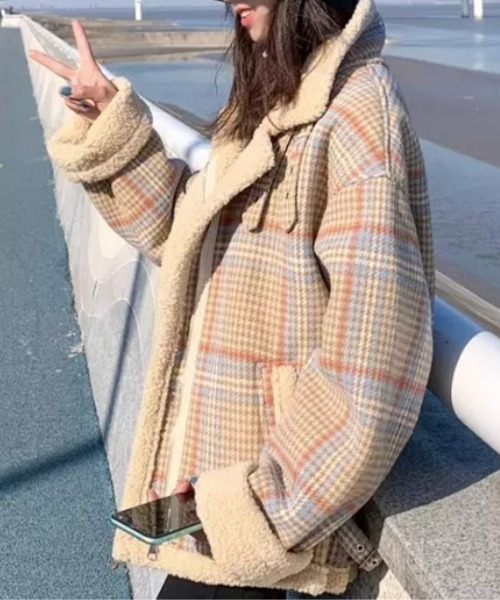 新品❤️TFW❤️49❤️裏ボアジャケット セール】裏ボアチェック柄ジャケット（その他アウター）｜LETee