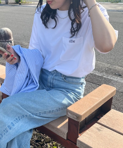 LACOSTE（ラコステ）の「[LACOSTE/ラコステ] ワンポイントロゴ クルーネックポケットTシャツ（Tシャツ/カットソー・レディース・ブラック/ネイビー/ホワイト/オフホワイト・2/3/4/5/6）」の2枚目の写真
