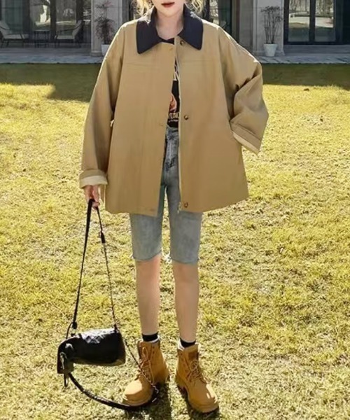 AsheKsha（アシクシャ）の「ピーコート（テーラードジャケット・レディース・ダークベージュ・L/M）」の6枚目の写真