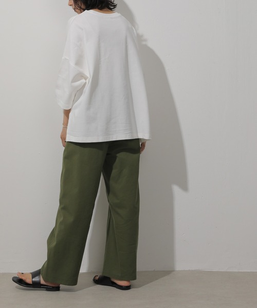 emesuelee(エメスーリー)の「UV遮蔽率90%以上 ヘビーウェイト天竺ワイドプルオーバー(Tシャツ/カットソー・レディース・ネイビー/グレイッシュベージュ/ブラック/アイボリー/ブルー・フリー)」の19枚目の写真