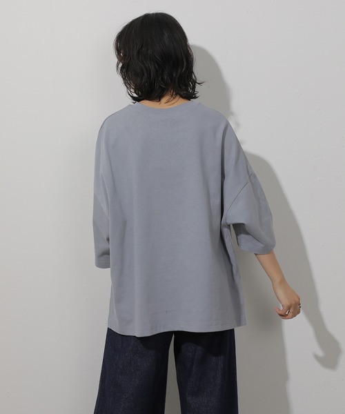 ebure◆ソフトオーガニック天竺カットソー/38/ネイビー/3910900492 UV遮蔽率90%以上 ヘビーウェイト天竺ワイドプルオーバー（T