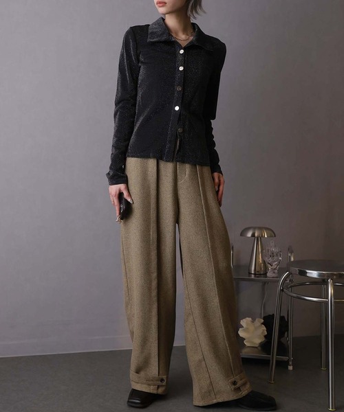 Doula Doula(ドゥーラドゥーラ)の「ピンタックワイドパンツ(その他パンツ・レディース・ライトグレー/グレー/チャコールグレー/ライトベージュ/ベージュ・マルチサイズ)」の4枚目の写真