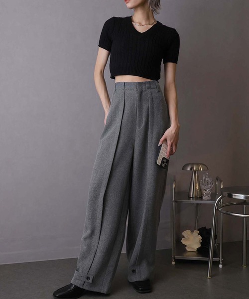 Doula Doula(ドゥーラドゥーラ)の「ピンタックワイドパンツ(その他パンツ・レディース・ライトグレー/グレー/チャコールグレー/ライトベージュ/ベージュ・マルチサイズ)」の1枚目の写真