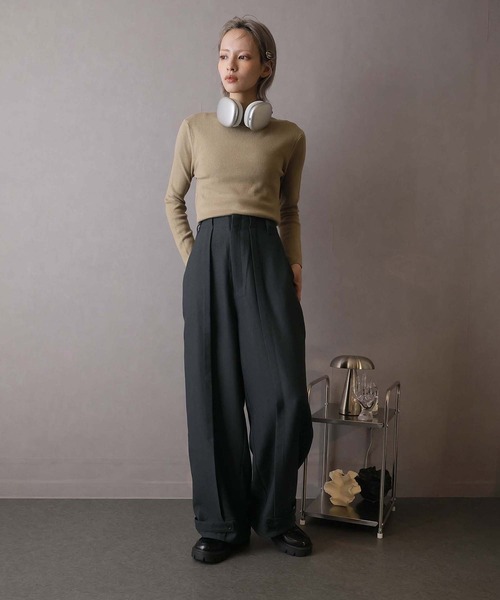 Doula Doula(ドゥーラドゥーラ)の「ピンタックワイドパンツ(その他パンツ・レディース・ライトグレー/グレー/チャコールグレー/ライトベージュ/ベージュ・マルチサイズ)」の9枚目の写真