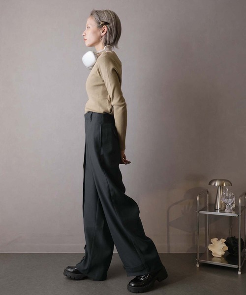 Doula Doula(ドゥーラドゥーラ)の「ピンタックワイドパンツ(その他パンツ・レディース・ライトグレー/グレー/チャコールグレー/ライトベージュ/ベージュ・マルチサイズ)」の10枚目の写真