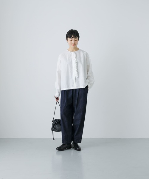 かぐれ（カグレ）の「コットンリネンフリルブラウス（シャツ