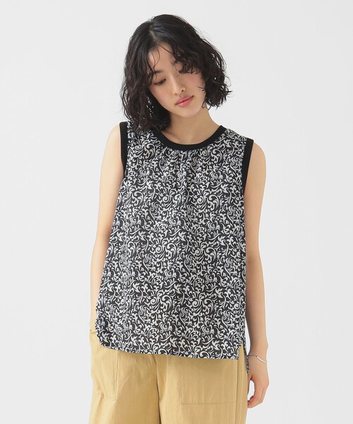 B:MING by BEAMS（ビーミングバイビームス）の「総柄 ブラウス（シャツ/ブラウス・レディース・グリーン/ブラック/ブラウン系その他/ブルー・ONE SIZE）」の2枚目の写真