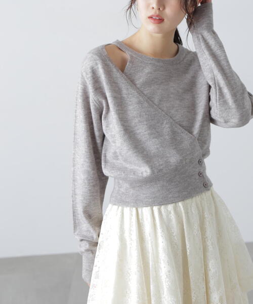 FREE'S MART（フリーズマート）の「◆[WEB限定]キャミレイヤードカシュクールニット（ニット/セーター・レディース・イエロー/ブルー/グレー/ホワイト・FREE）」の3枚目の写真