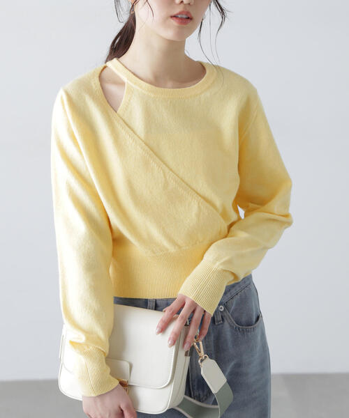 FREE'S MART（フリーズマート）の「◆[WEB限定]キャミレイヤードカシュクールニット（ニット/セーター・レディース・イエロー/ブルー/グレー/ホワイト・FREE）」の5枚目の写真