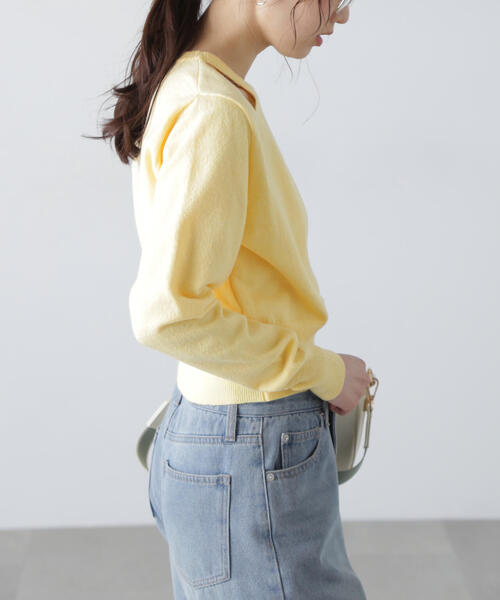 FREE'S MART（フリーズマート）の「◆[WEB限定]キャミレイヤードカシュクールニット（ニット/セーター・レディース・イエロー/ブルー/グレー/ホワイト・FREE）」の7枚目の写真