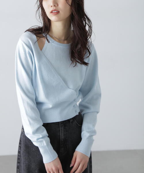 FREE'S MART（フリーズマート）の「◆[WEB限定]キャミレイヤードカシュクールニット（ニット/セーター・レディース・イエロー/ブルー/グレー/ホワイト・FREE）」の17枚目の写真