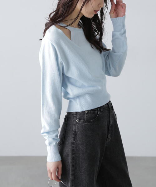 FREE'S MART（フリーズマート）の「◆[WEB限定]キャミレイヤードカシュクールニット（ニット/セーター・レディース・イエロー/ブルー/グレー/ホワイト・FREE）」の18枚目の写真