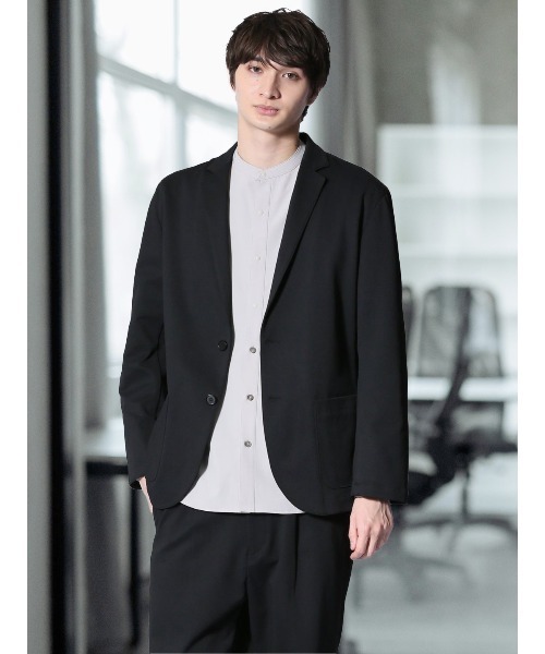 m.f.editorial（エムエフエディトリアル）の「【ストレッチ ウォッシャブル】m.f.エディトリアル メンズ circle motion JERSEY 2ボタンジャケット(セットアップ可能)（テーラードジャケット・メンズ・ブラック/グレー系その他2・MEDIUM/LARGE/X-LARGE）」の2枚目の写真