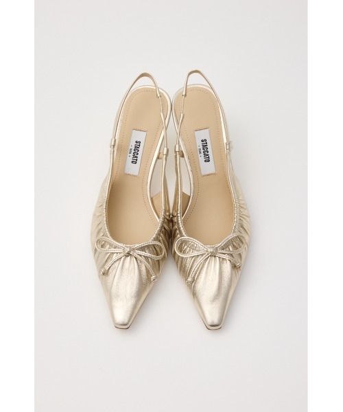 STACCATO(スタッカート)の「ソフティギャザーオープンパンプス(パンプス・レディース・ホワイト/ゴールド・22.5cm/23cm/23.5cm/24cm/24.5cm)」の2枚目の写真