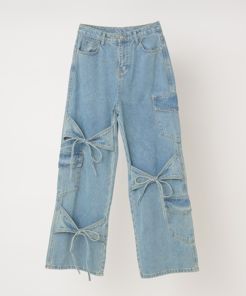 many ribbon cargo denim／リボンデザインカーゴデニム（デニム