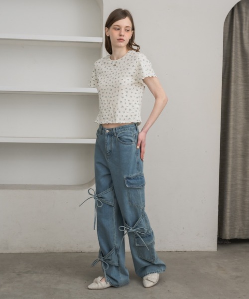 idem（イデム）の「many ribbon cargo denim／リボンデザインカーゴデニム（デニムパンツ・レディース・ブルー・FREE/SMALL）」の18枚目の写真