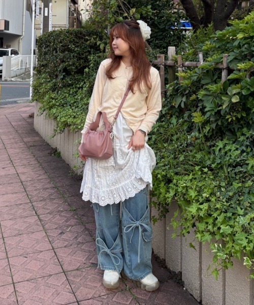 idem イデム　パンツ　カーゴパンツ many ribbon cargo denim／リボンデザインカーゴデニム（デニム
