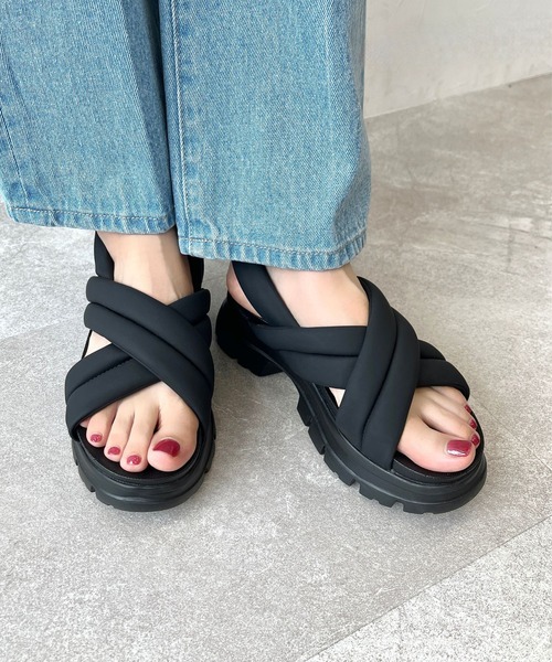 ORiental TRaffic(オリエンタルトラフィック)の「厚底 軽量 クロス ベルト サンダル /51201(サンダル・レディース・ブラック/ベージュ・S/M/L/LL/SS/3L)」の22枚目の写真