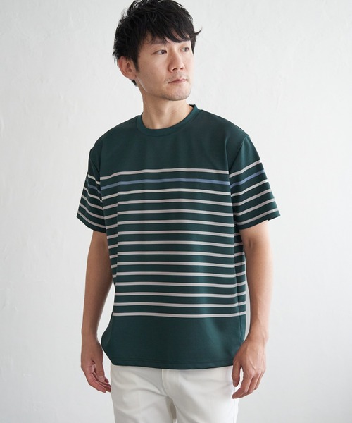 ikka(イッカ)の「【接触冷感/吸水速乾】アーバンドライパネルボーダーTシャツ(Tシャツ/カットソー・メンズ・グレー/グリーン/ホワイト/ネイビー・M/L/XL/S)」の20枚目の写真