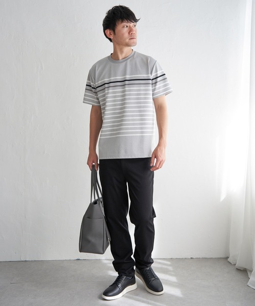 ikka(イッカ)の「【接触冷感/吸水速乾】アーバンドライパネルボーダーTシャツ(Tシャツ/カットソー・メンズ・グレー/グリーン/ホワイト/ネイビー・M/L/XL/S)」の15枚目の写真