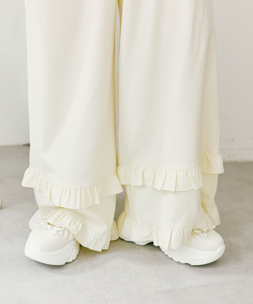 お値下げ可能！ダブルクローゼットフリルキャミサロペット 2サイズ展開】フリルキャミサロペット | w closet(ダブル
