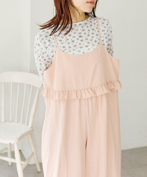 お値下げ可能！ダブルクローゼットフリルキャミサロペット 2サイズ展開】フリルキャミサロペット | w closet(ダブル