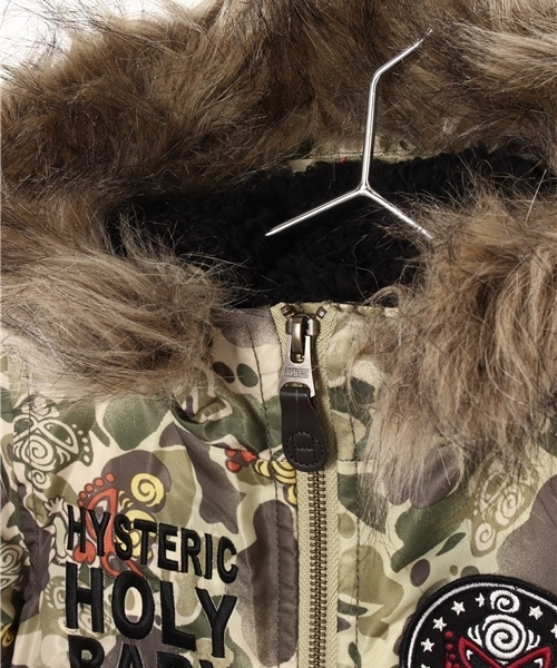 HYSTERIC MINI(ヒステリックミニ)の「HYS DUCK HUNTER COMO N3B型ジャケット(サーモライト)(ミリタリージャケット・キッズ・カーキ/グリーン系その他/ブラック・100/110/120)」の10枚目の写真