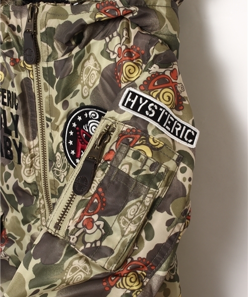 HYSTERIC MINI(ヒステリックミニ)の「HYS DUCK HUNTER COMO N3B型ジャケット(サーモライト)(ミリタリージャケット・キッズ・カーキ/グリーン系その他/ブラック・100/110/120)」の7枚目の写真