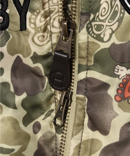 HYSTERIC MINI(ヒステリックミニ)の「HYS DUCK HUNTER COMO N3B型ジャケット(サーモライト)(ミリタリージャケット・キッズ・カーキ/グリーン系その他/ブラック・100/110/120)」の4枚目の写真