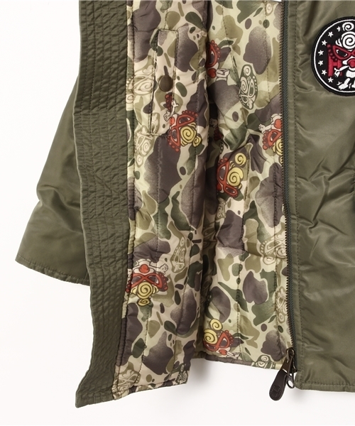 HYSTERIC MINI(ヒステリックミニ)の「HYS DUCK HUNTER COMO N3B型ジャケット(サーモライト)(ミリタリージャケット・キッズ・カーキ/グリーン系その他/ブラック・100/110/120)」の12枚目の写真