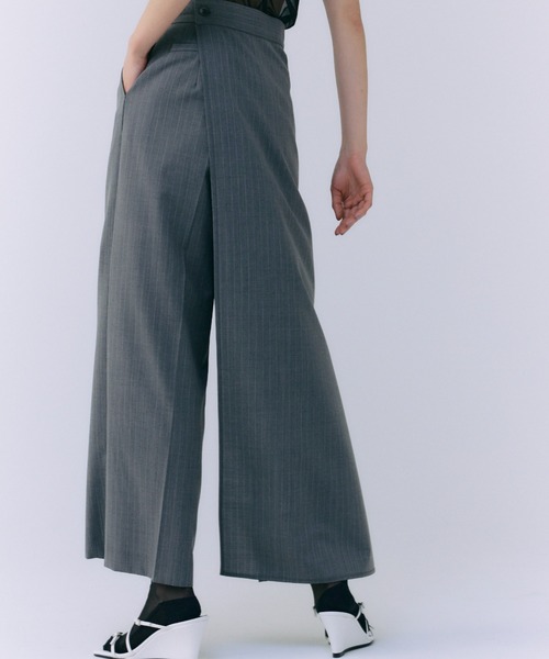 JOSE MOON(ジョゼムーン)の「2WAY LAP PANTS/ツーウェイラップパンツ(スラックス・レディース・ブラック/グレー・36/38)」の9枚目の写真
