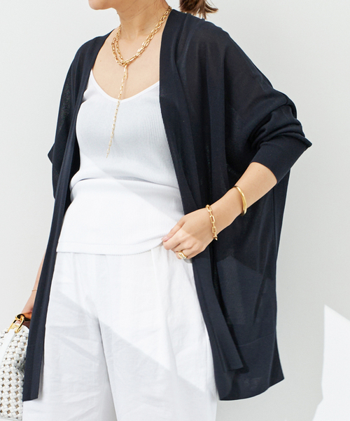 Deuxieme Classe（ドゥーズィエムクラス）の「*shake code ショート カーディガン（カーディガン/ボレロ・レディース・ホワイト/ネイビー・FREE）」の14枚目の写真