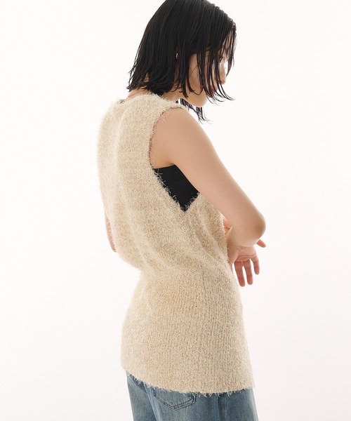 MUHET（ミュエータ）の「v neck knit vest / Vネックニットベスト（ベスト・レディース・アイボリー/ネイビー・FREE）」の7枚目の写真