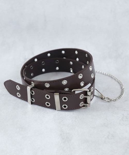 まとめ　アクセサリー　ベルトバックル　ブローチ　⭐︎ セール】【チェーン取り外し可】ダブルロック太めパンクベルト（ベルト