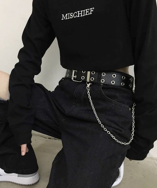 florist(フローリスト)の「【チェーン取り外し可】ダブルロック太めパンクベルト(ベルト・レディース・ライトブルー/ブラック/モカ/ホワイト/ピンク/ブラウン・FREE)」の8枚目の写真