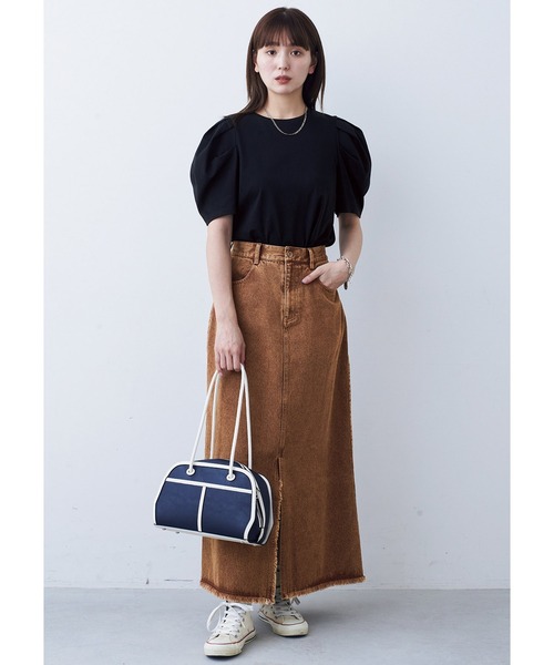 MEDE19F(メデジュウキュウ)の「BRAND NEW MIX STYLE パフスリーブトップス(Tシャツ/カットソー・レディース・ブラック/モスグリーン/ホワイト・M/L/LL/3L/S)」の14枚目の写真