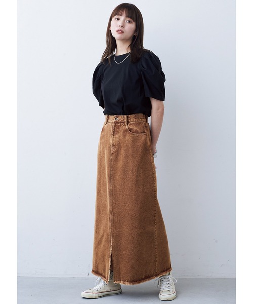 MEDE19F(メデジュウキュウ)の「BRAND NEW MIX STYLE パフスリーブトップス(Tシャツ/カットソー・レディース・ブラック/モスグリーン/ホワイト・M/L/LL/3L/S)」の15枚目の写真