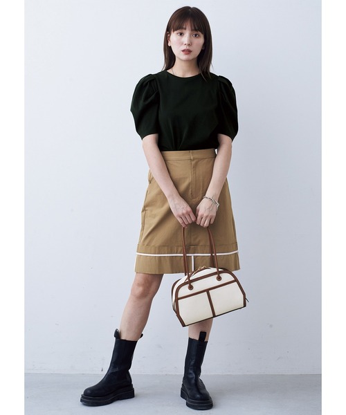 MEDE19F(メデジュウキュウ)の「BRAND NEW MIX STYLE パフスリーブトップス(Tシャツ/カットソー・レディース・ブラック/モスグリーン/ホワイト・M/L/LL/3L/S)」の7枚目の写真