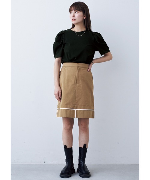 MEDE19F(メデジュウキュウ)の「BRAND NEW MIX STYLE パフスリーブトップス(Tシャツ/カットソー・レディース・ブラック/モスグリーン/ホワイト・M/L/LL/3L/S)」の9枚目の写真
