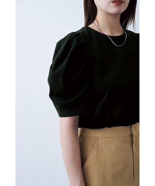 MEDE19F(メデジュウキュウ)の「BRAND NEW MIX STYLE パフスリーブトップス(Tシャツ/カットソー・レディース・ブラック/モスグリーン/ホワイト・M/L/LL/3L/S)」の5枚目の写真