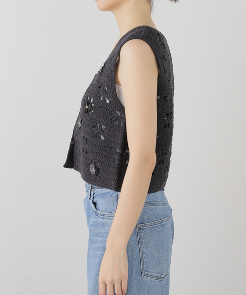 TGOR/トゴール Hand crochet フラワーベスト セール】TGOR/トゴール Hand crochet flower vest TG5S-J0301