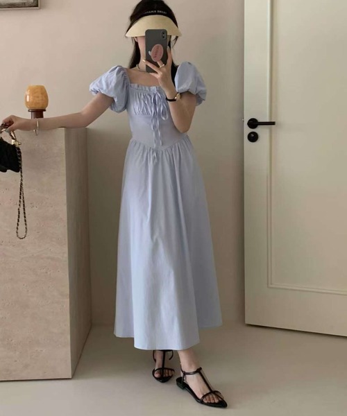 Ada.(エイダ)の「2WAY 胸元ギャザー コルセット風切り替え フレアワンピース(ワンピース・レディース・ブルー/アイボリー/ブラック・FREE)」の3枚目の写真